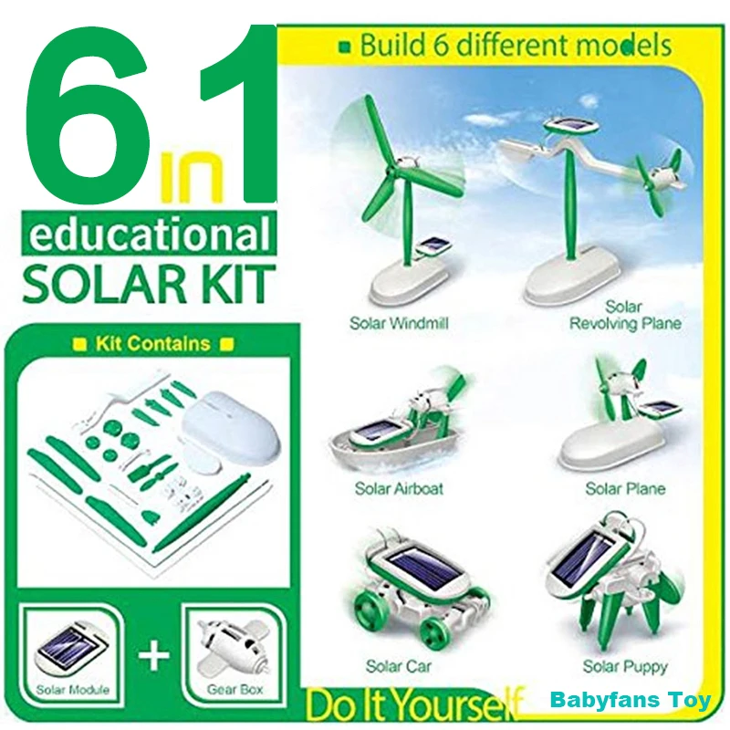 Electronics Gadgets For Kids - ชุดหุ่นยนต์พลังแสงอาทิตย์6-in-1ชุดประกอบพัดลมเรือกังหันลมรถของเล่นวิทยาศาสตร์แล็บ DIY อุปกรณ์การศึกษาสำหรับเด็ก