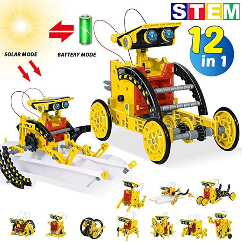 Electronics Gadgets For Kids - 12 ใน 1 การทดลองวิทยาศาสตร์หุ่นยนต์พลังงานแสงอาทิตย์ของเล่น DIY อาคารขับเคลื่อนเครื่องมือการเรียนรู้การศึกษาหุ่นยนต์เทคโนโลยี