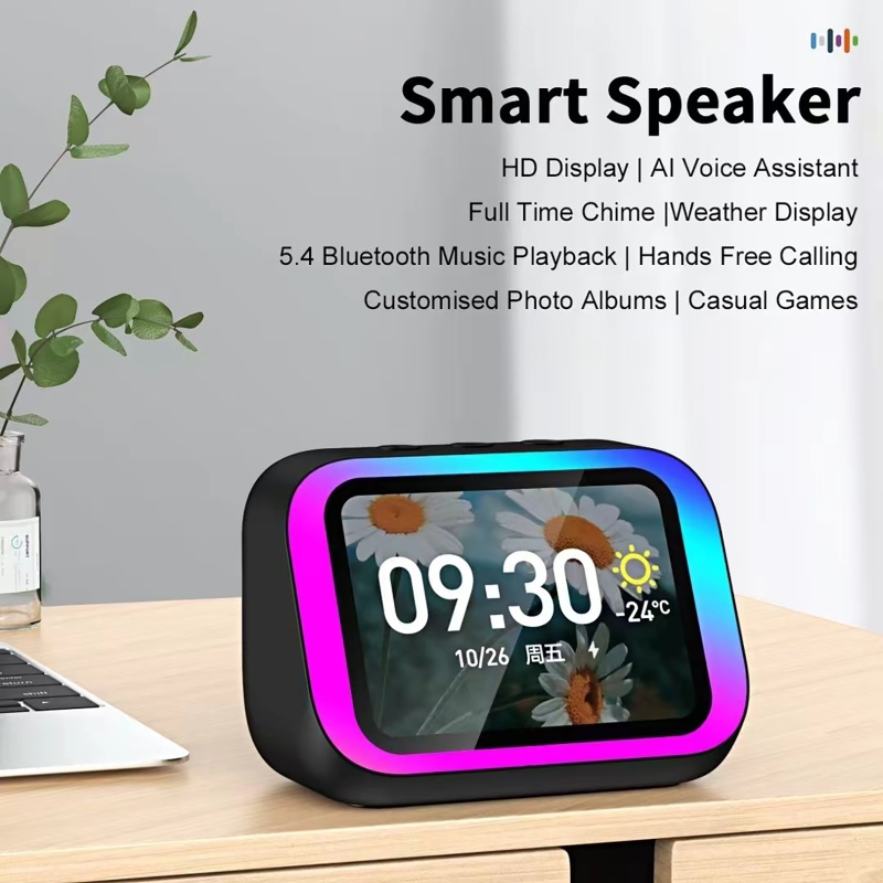 Digital Alarm Clock - ลำโพงบลูทูธพร้อมผู้ช่วยเสียง AI ไฟ RGB นาฬิกาปลุก หน้าจอ