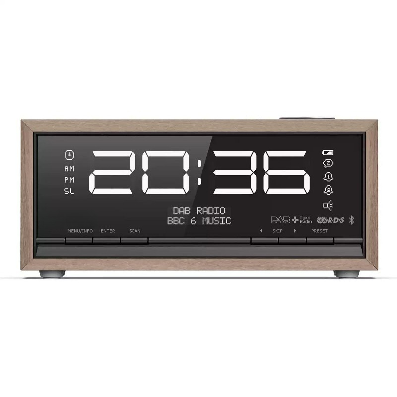 Digital Alarm Clock - ลำโพงนาฬิกาไม้สไตล์เรโทร บลูทูธ 5.0 วิทยุดิจิตอล DAB+ FM