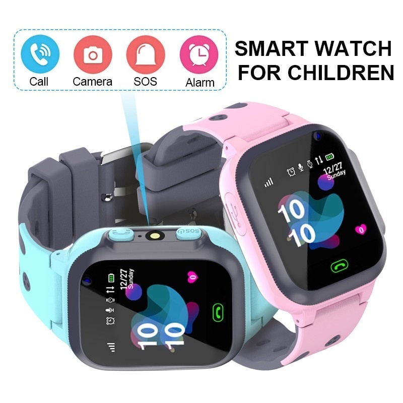 Smart Watch Kids - เด็กดูสมาร์ทนาฬิกาอัจฉริยะกันน้ําสําหรับเด็กหนุ่มๆสาวๆของขวัญที่มีหน้าจอสัมผัสกล้องปลุก SOS โทรตําแหน่งติดตาม