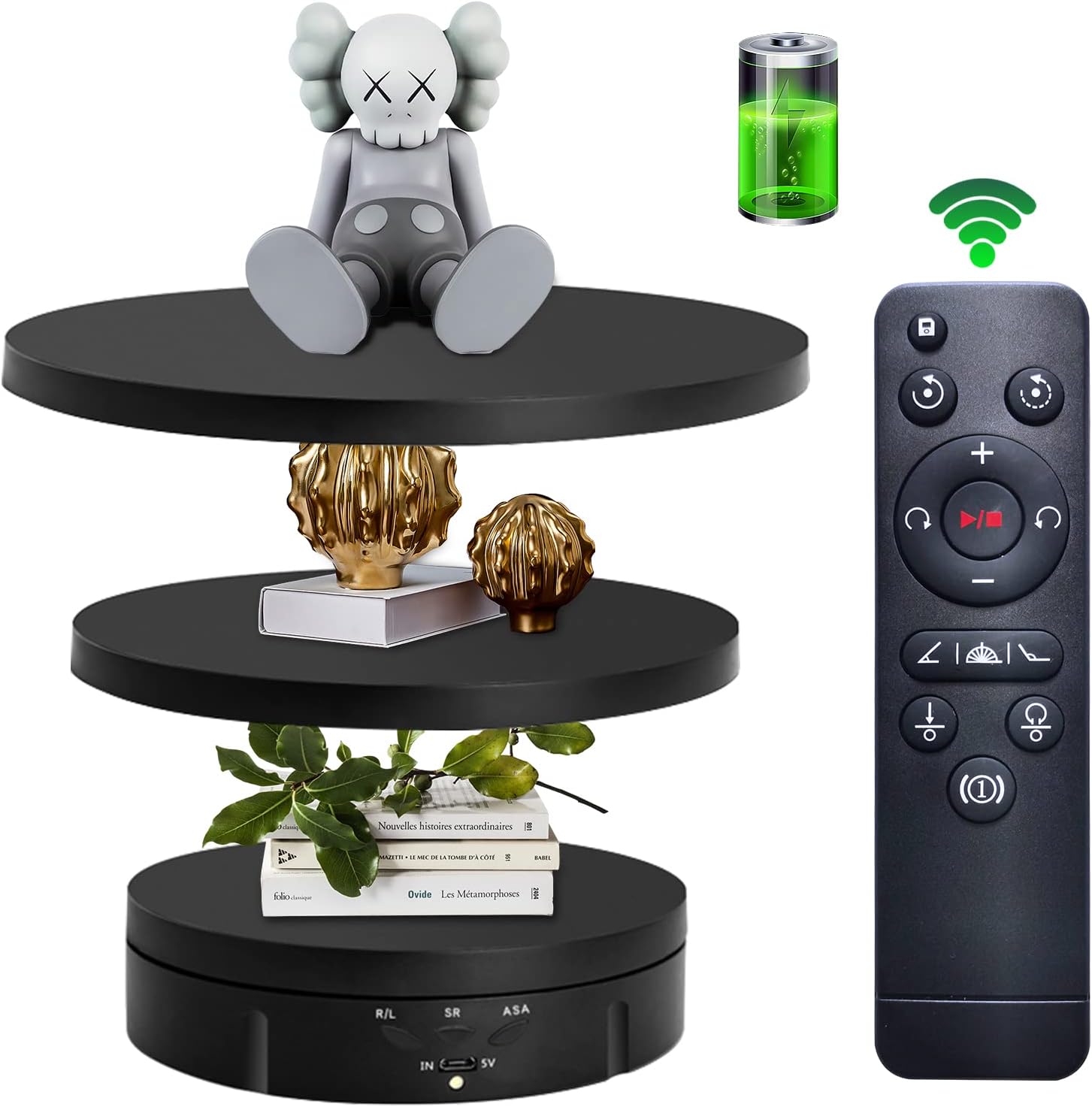 Modern Electronics Gadgets - แท่นหมุนโชว์สินค้าแบบมอเตอร์ 3in1 พร้อมฝาครอบเปลี่ยนขนาด 5.74/7.08/8.66 นิ้ว รับน้ำหนักได้สูงสุด