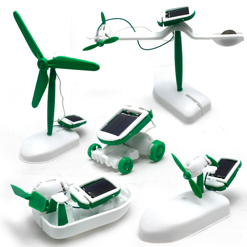 Electronics Gadgets For Kids - ชุดหุ่นยนต์พลังงานแสงอาทิตย์ 6-in-1 ประกอบเป็นเรือ พัดลม กังหันลม รถ